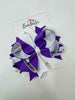 4.5 Inch Ring Bow Bobble - Purple & White
