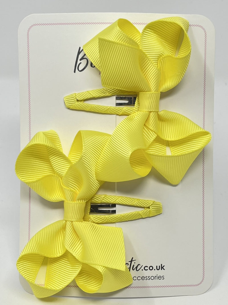 3 Inch Bow Snap Clip - Lemon - 2 Pack