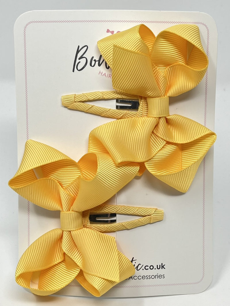 3 Inch Bow Snap Clip - Buttercup - 2 Pack