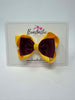 3.5 Inch 2 Layer Tuxedo Bow Thin Elastic - Burgundy & Yellow Gold