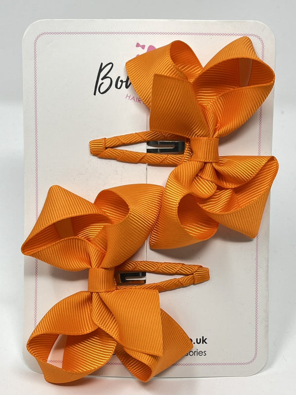 3 Inch Bow Snap Clip - Tangerine - 2 Pack