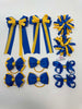 School Bundle - 3 Inch Bows - Royal Blue & Yellow Gold - Clips & Bobbles