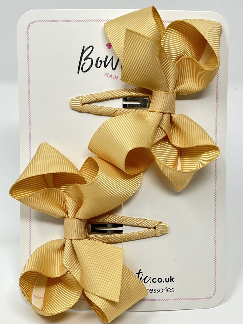 3 Inch Bow Snap Clip - Gold - 2 Pack