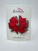3 Inch Pinwheel Bow - Red & Metal Grey