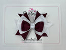 3.5 Inch Stacked Bow Bobble - Burgundy & White