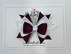 3.5 Inch Stacked Bow Bobble - Burgundy & White