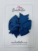 3 Inch Pinwheel Bow Thin Elastic - Light Navy