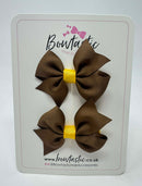 2 Inch Flat Bow - Turftan & Yellow Gold - 2 Pack