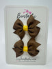 2 Inch Flat Bow - Turftan & Yellow Gold - 2 Pack