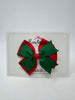 3.5 Inch 2 Layer Bow - Forest Green & Red