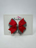 3.5 Inch 2 Layer Bow - Red & Metal Grey