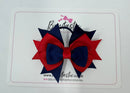 3.5 Inch Stacked Bow Bobble - Red & Navy