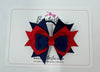 3.5 Inch Stacked Bow Bobble - Red & Navy