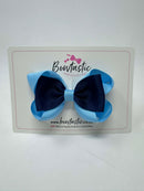 3.5 Inch 2 Layer Tuxedo Bow Thin Elastic - Navy & Blue Mist