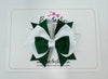 3.5 Inch Stacked Bow Bobble - Forest Green & White