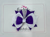 3.5 Inch Stacked Bow Bobble - Purple & White