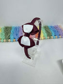2.5 inch Bow Alice Band - Burgundy & White
