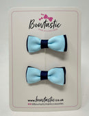 1.75 Inch Bow - Light Blue & Navy - 2 Pack