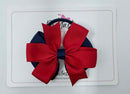 3.5 Inch Flat Double Bow Bobble - Red & Navy