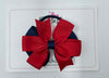 3.5 Inch Flat Double Bow Bobble - Red & Navy