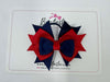 3 Inch Stacked Bow - Thin Elastic - Red & Navy