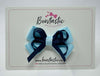 3 Inch Flat Bow - Navy & Light Blue