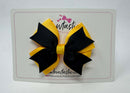 3.5 Inch 2 Layer Bow Thin Elastic - Black & Yellow Gold