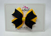 3.5 Inch 2 Layer Bow - Black & Yellow Gold