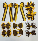 School Bundle - 3 Inch Bows - Golden Brown & Yellow Gold - Clips & Bobbles