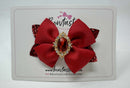 3.5 Inch Glitter Gem Bow - Red