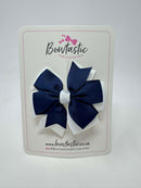 3 Inch Pinwheel Bow - Navy & White