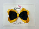 3.5 Inch 2 Layer Tuxedo Bow - Black & Yellow Gold