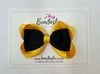 3.5 Inch 2 Layer Tuxedo Bow - Black & Yellow Gold