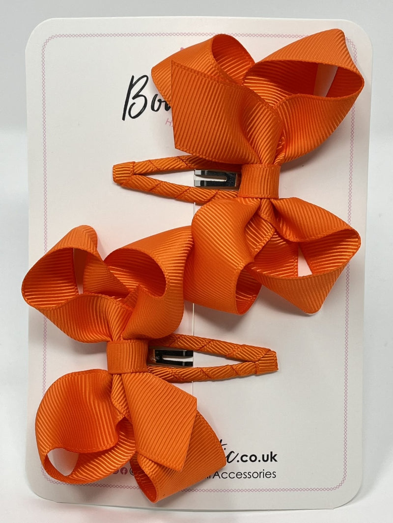 3 Inch Bow Snap Clip - Russet Orange - 2 Pack