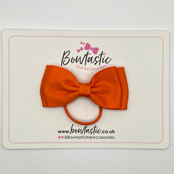 3 Inch Flat Double Bow Thin Elastic - Russet Orange