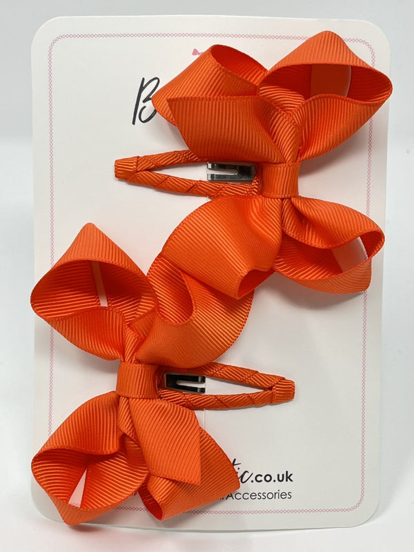 3 Inch Bow Snap Clip - Autumn Orange - 2 Pack