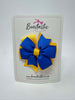 3 Inch Pinwheel Bow - Royal Blue & Yellow Gold