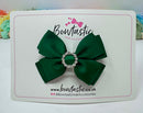 3 Inch Butterfly Gem Bow - Forest Green