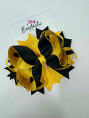 4.5 Inch Ring Bow Bobble - Black & Yellow Gold