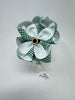 4 inch Flower Alice Band - Green & White Gingham