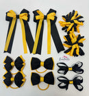 School Bundle - 3 Inch Bows - Black & Yellow Gold - Clips & Bobbles