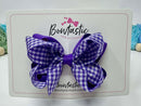3.5 Inch 2 Layer Bow - Purple & Purple Gingham