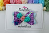 3.5 Inch Glitter Bow - Mermaid Pink & Aqua Flowers