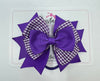 4.5 Inch Stacked Bow Bobble - Purple & Purple Gingham