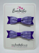 2.5 Inch Layer Tuxedo Bow - Purple Gingham - 2 Pack