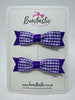 2.5 Inch Layer Tuxedo Bow - Purple Gingham - 2 Pack