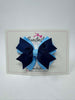 3.5 Inch 2 Layer Bow Thin Elastic - Navy & Blue Mist