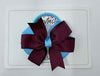 3.5 Inch Flat Double Bow Bobble - Burgundy & Blue Mist
