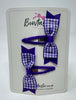2.5 Inch Layer Tuxedo Snap Clip - Purple Gingham - 2 Pack