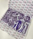 School Bundle - 5 Matching Pairs - Clips & Bobbles - Purple & White Gingham